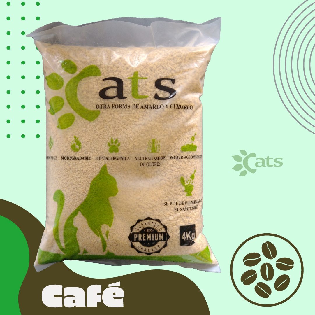 Arena de maíz biodegradable para gatos con aroma a Café