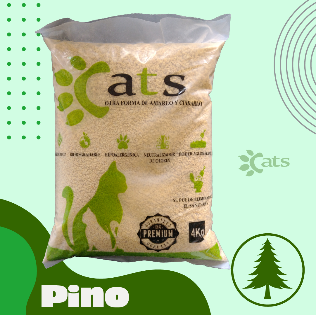 Arena de maiz biodegradable para gatos con aroma a Pino 